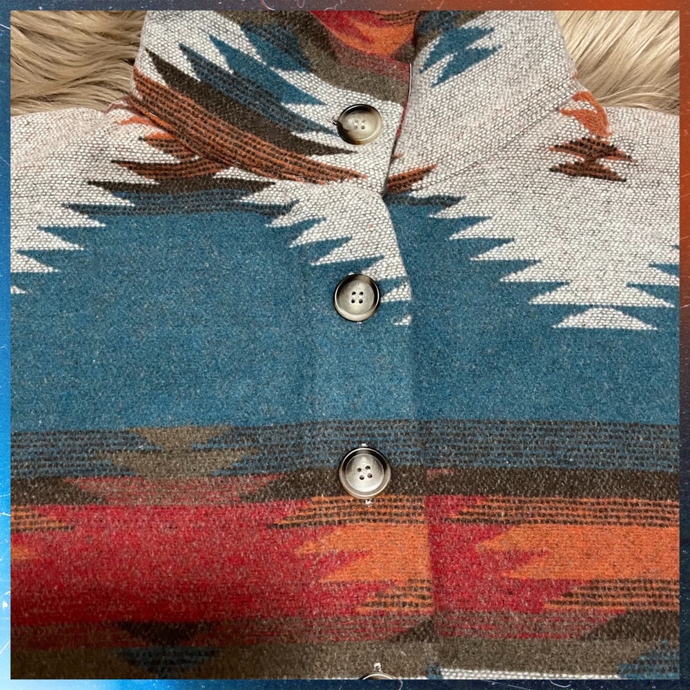 LUX BRAND Aztec Print Button Up Soft & Cozy Jacket W/Stand-Up Collar & Pockets - Picture 14 of 16